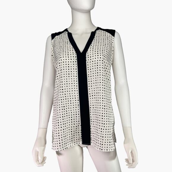 VINCE CAMUTO Abstract Polka Dot Sleeveless Blouse Top (White/Black | Size S) - Picture 1 of 9